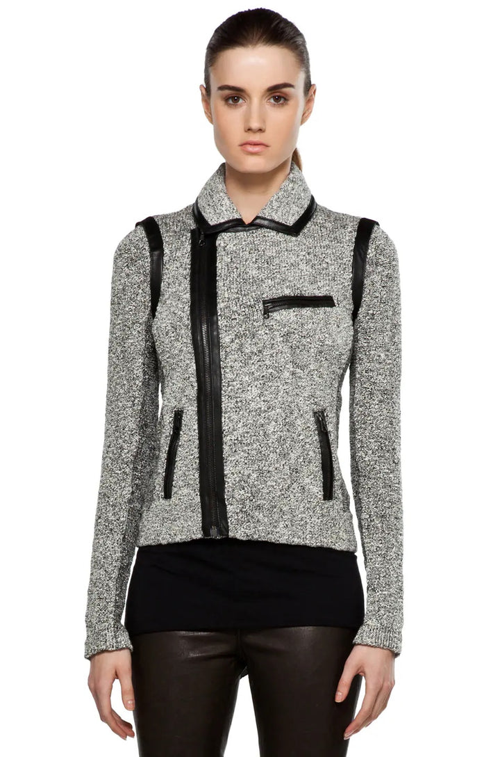 RAG &amp; BONE HART TWEED MOTO ZIP BIKER JACKET