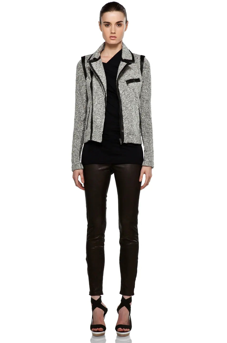 RAG &amp; BONE HART TWEED MOTO ZIP BIKER JACKET