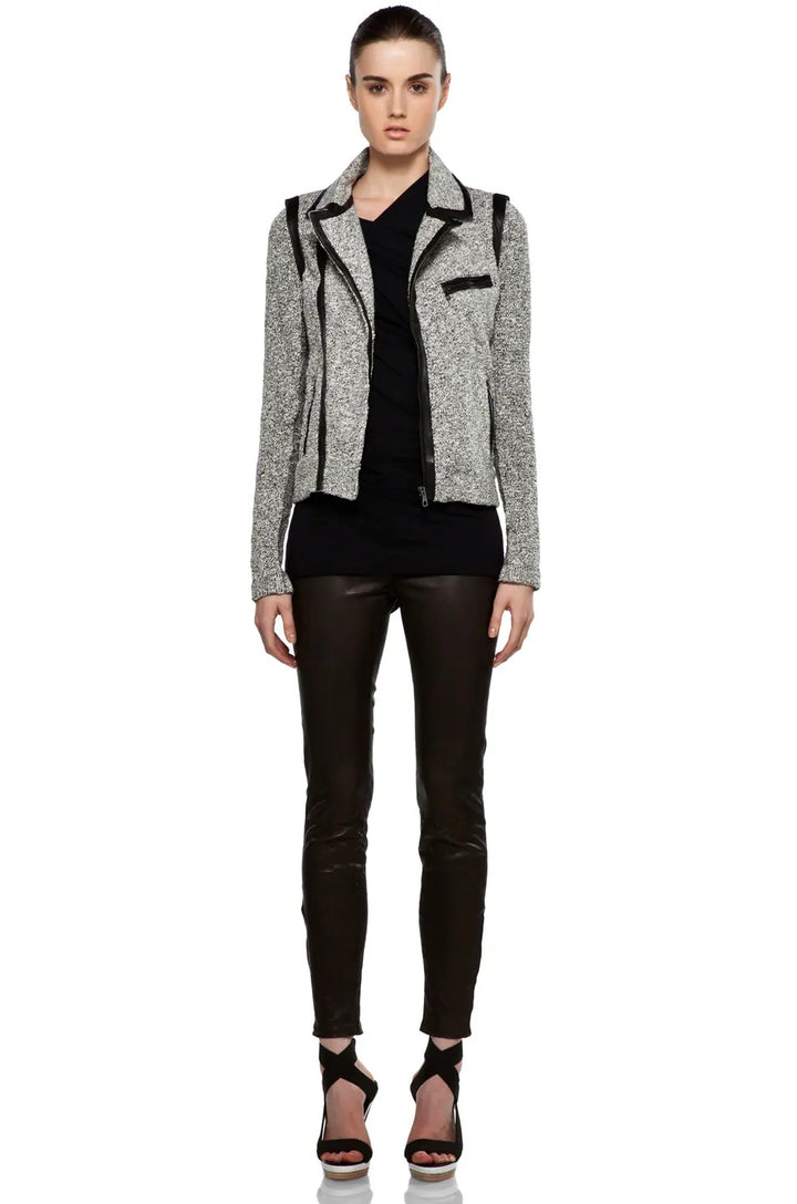RAG &amp; BONE HART TWEED MOTO ZIP BIKER JACKET