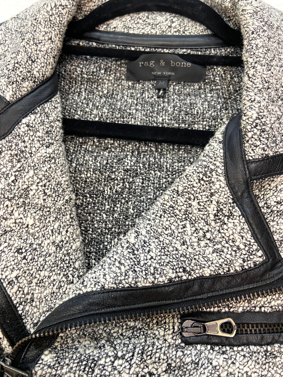 RAG &amp; BONE HART TWEED MOTO ZIP BIKER JACKET