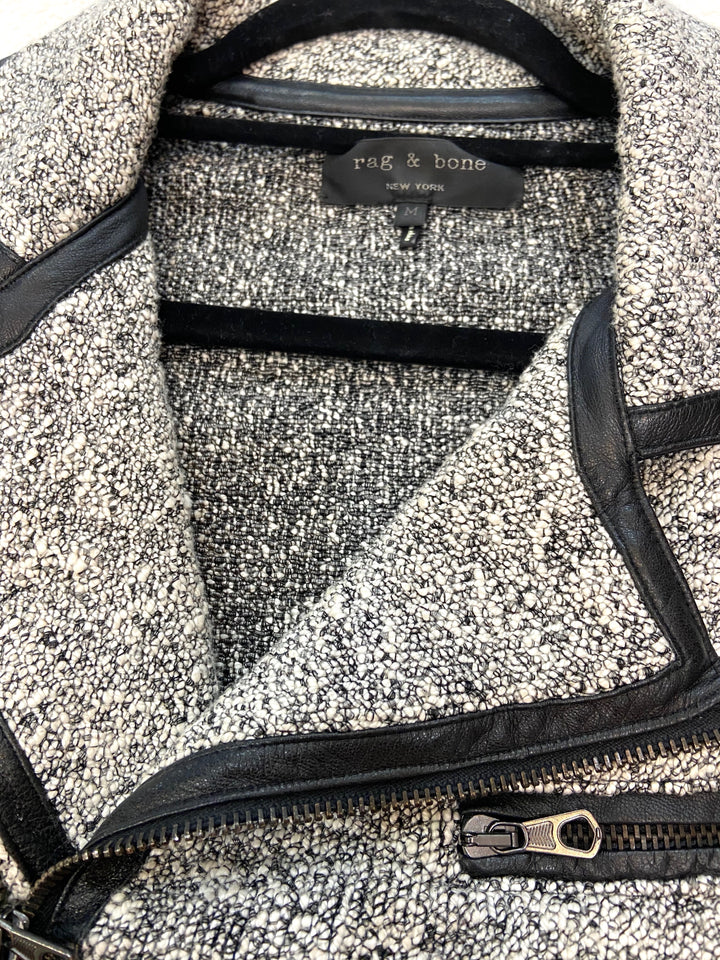 RAG &amp; BONE HART TWEED MOTO ZIP BIKER JACKET