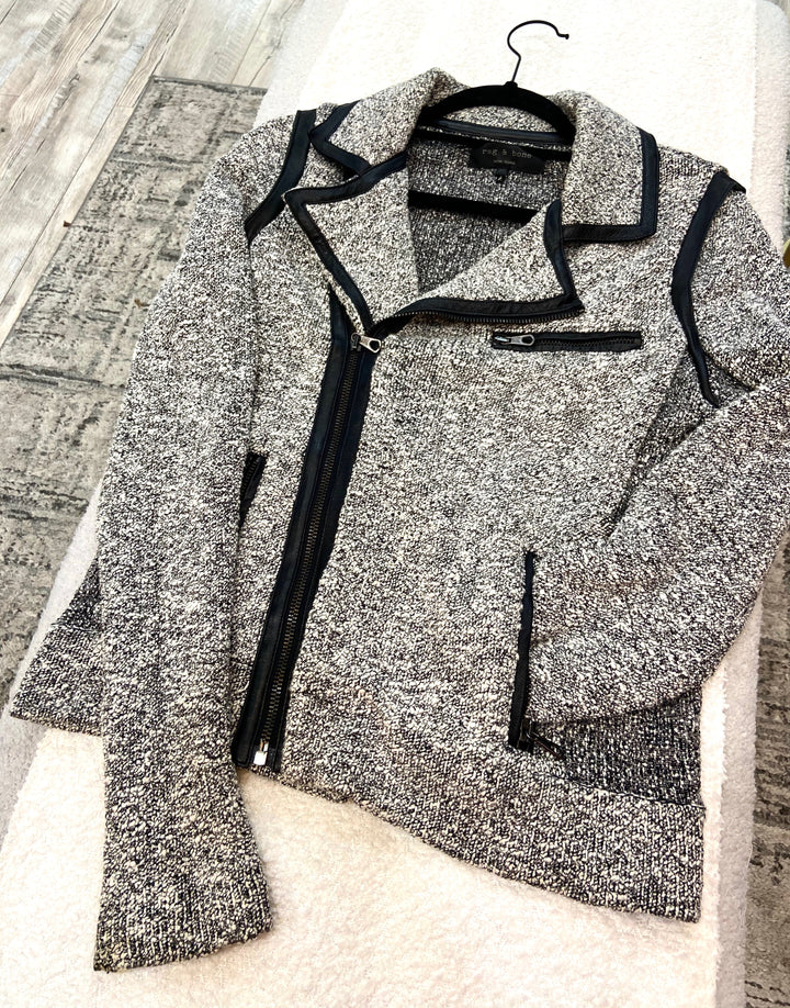 RAG &amp; BONE HART TWEED MOTO ZIP BIKER JACKET