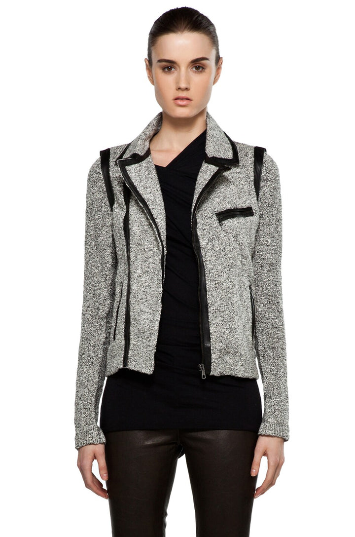 RAG &amp; BONE HART TWEED MOTO ZIP BIKER JACKET