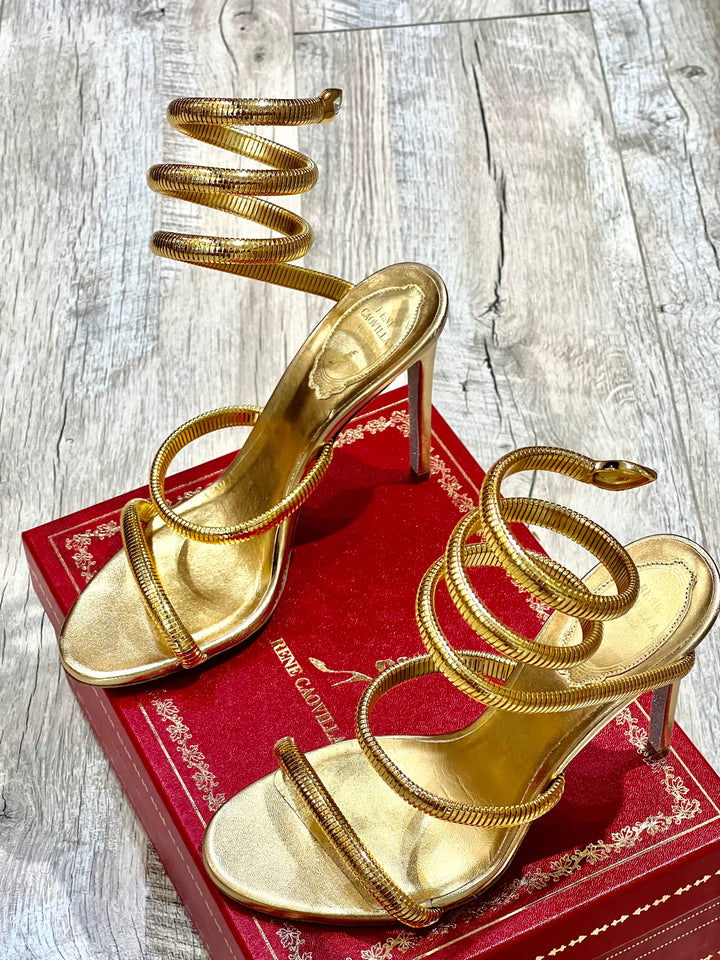 RENÉ CAOVILLA JUNIPER 105 CHAIN WRAP LEATHER SANDALS