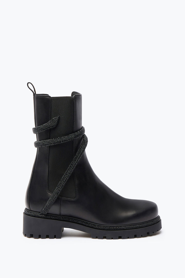 RENE CAOVILLA CLEO CRYSTAL EMBELLISHED CALFSKIN CHELSEA BOOTS