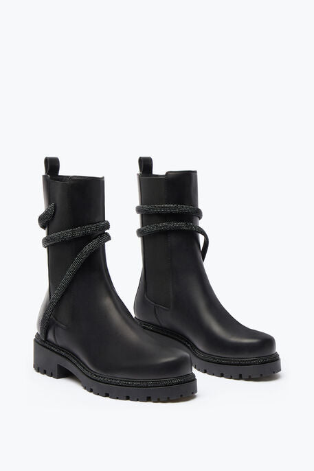 RENE CAOVILLA CLEO CRYSTAL EMBELLISHED CALFSKIN CHELSEA BOOTS