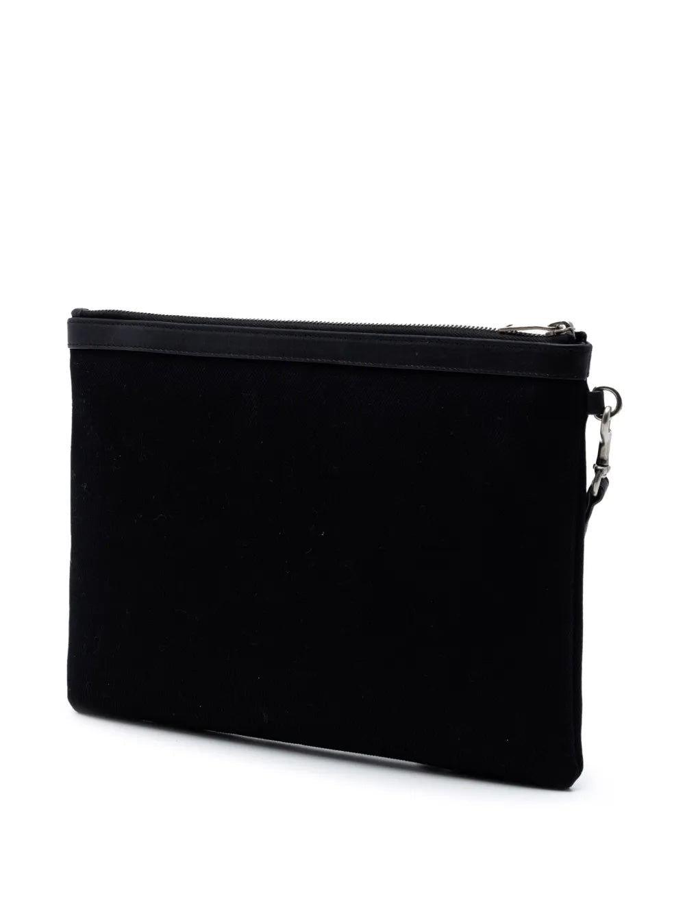 SAINT LAURENT CANVAS LEATHER-TRIMMED RIVE GAUCHE CLUTCH BAG