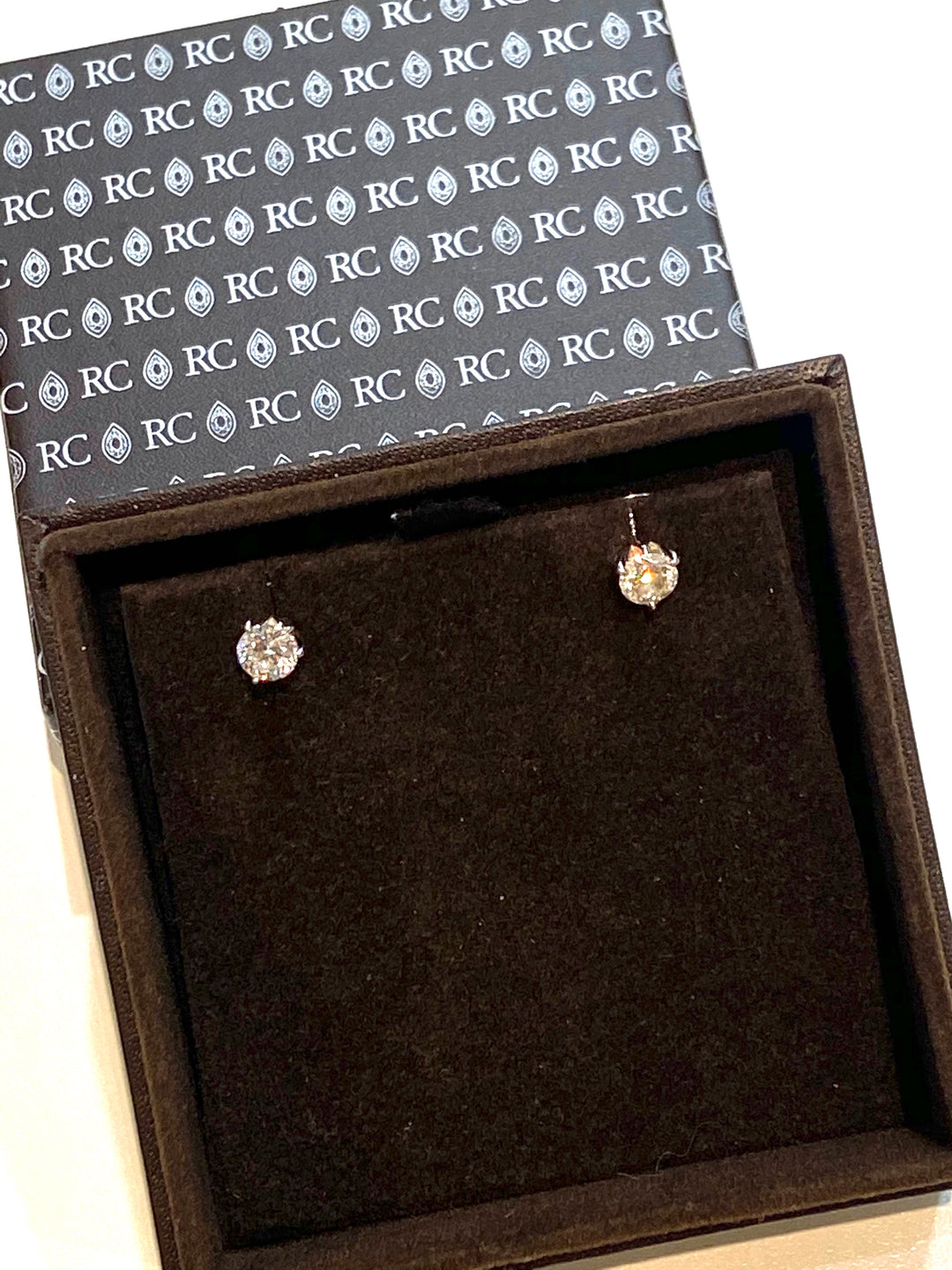 ROBERTO COIN 18K WHITE GOLD DIAMOND STUD EARRINGS