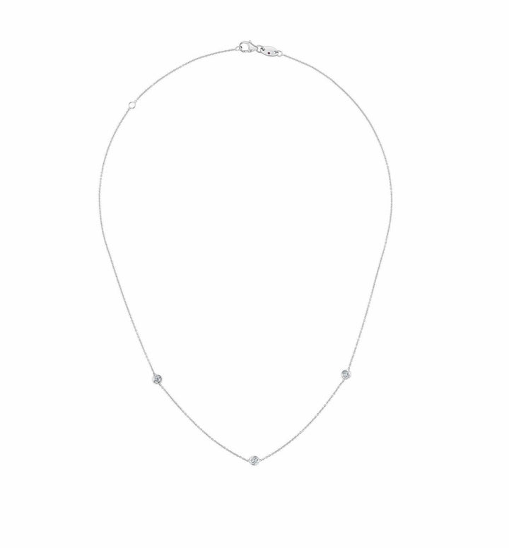 DIAMONDS BY THE INCH 3 DIAMONDS STATION 18K WHITE GOLD NECKLACE