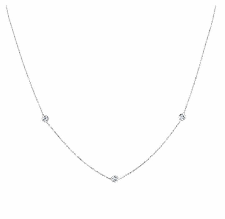 DIAMONDS BY THE INCH 3 DIAMONDS STATION 18K WHITE GOLD NECKLACE