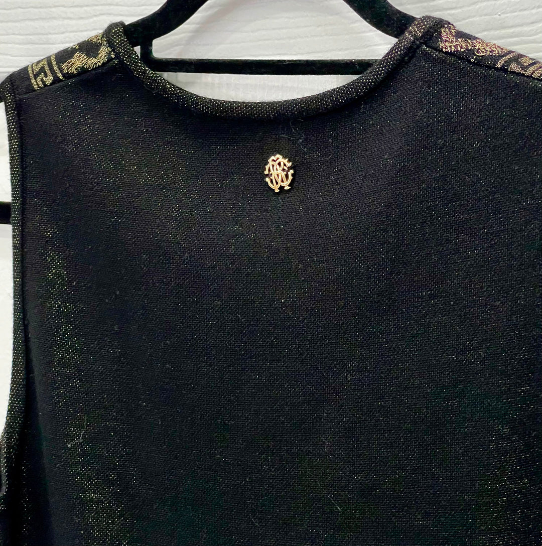 ROBERTO CAVALLI WOOL BLEND METALLIC KNIT SLEEVELESS BODYCON DRESS