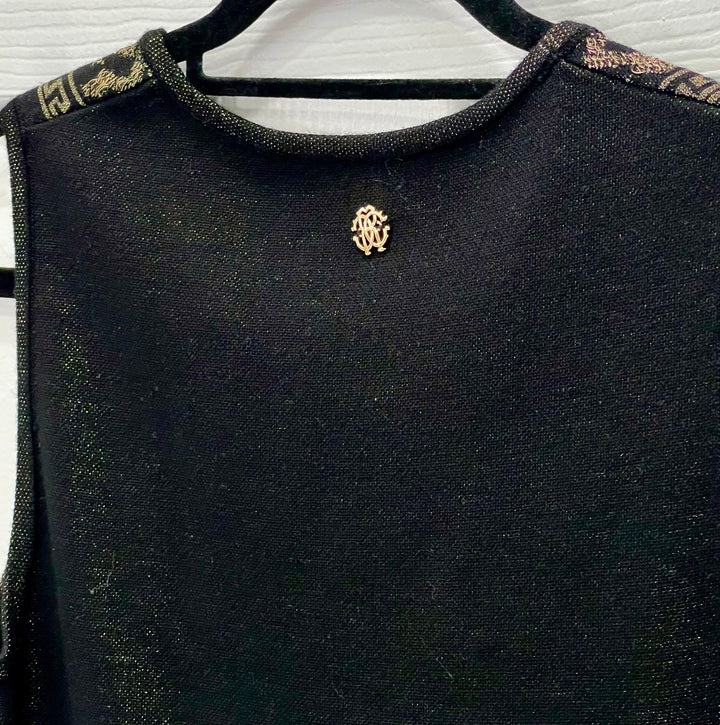 ROBERTO CAVALLI WOOL BLEND METALLIC KNIT SLEEVELESS BODYCON DRESS