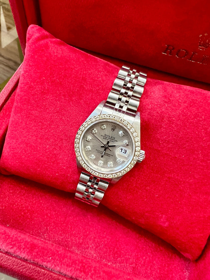 ROLEX DATEJUST 26MM DIAMOND BEZEL STAINLESS STEEL LADIES WATCH