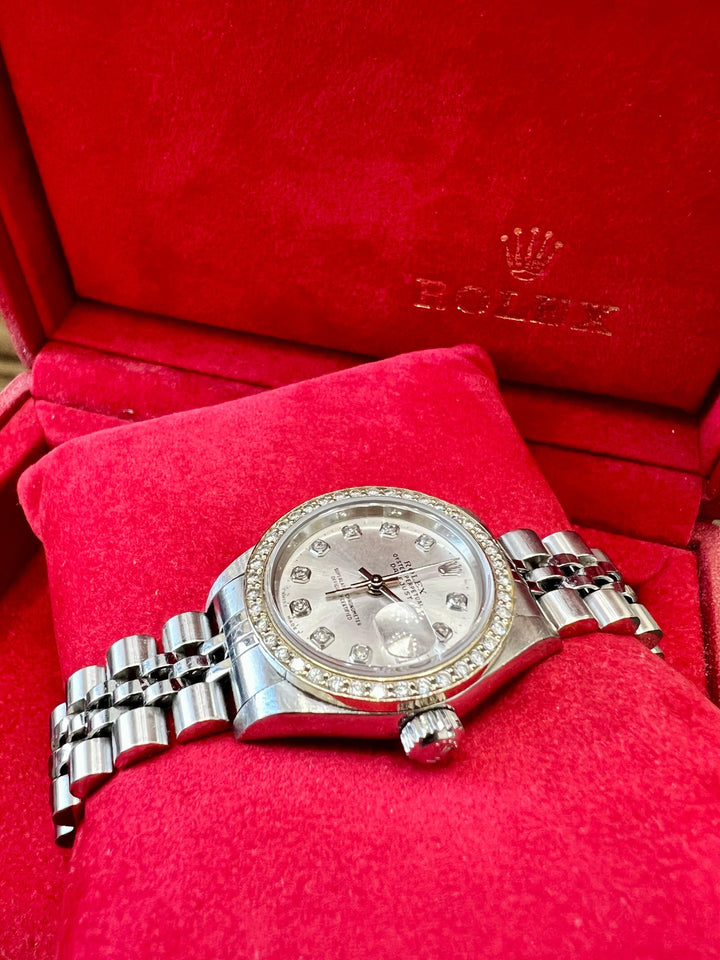 ROLEX DATEJUST 26MM DIAMOND BEZEL STAINLESS STEEL LADIES WATCH