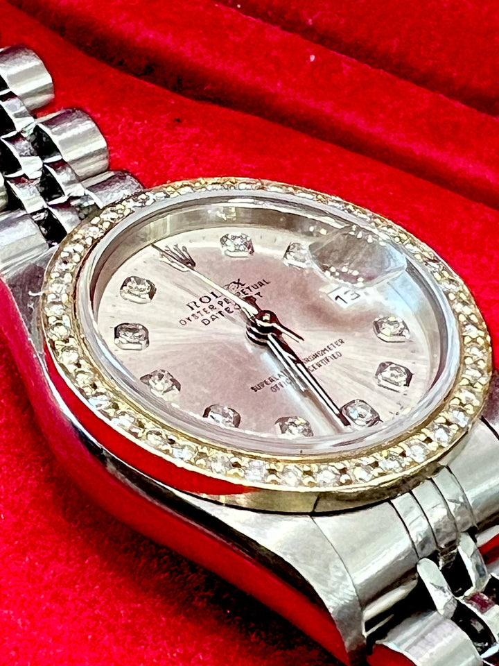 ROLEX DATEJUST 26MM DIAMOND BEZEL STAINLESS STEEL LADIES WATCH