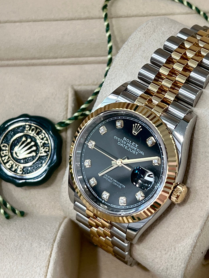 ROLEX OYSTER PERPETUAL DATEJUST 36MM STAINLESS STEEL 18K GOLD DIAMOND DIAL