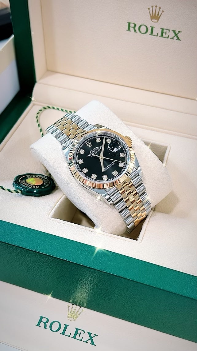 ROLEX OYSTER PERPETUAL DATEJUST 36MM STAINLESS STEEL 18K GOLD DIAMOND DIAL