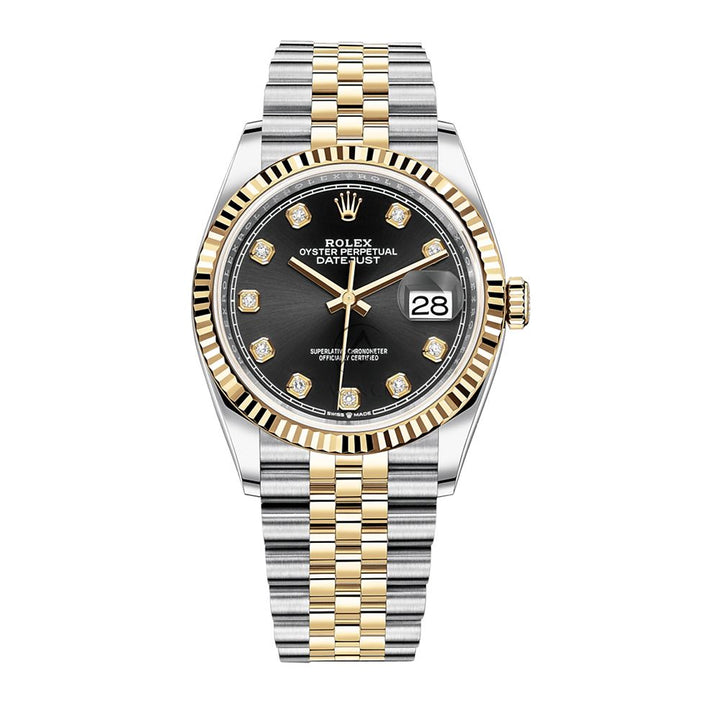 ROLEX OYSTER PERPETUAL DATEJUST 36MM STAINLESS STEEL 18K GOLD DIAMOND DIAL