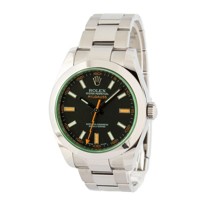 ROLEX OYSTER MILGAUSS GREEN CRYSTAL 116400GV MEN&