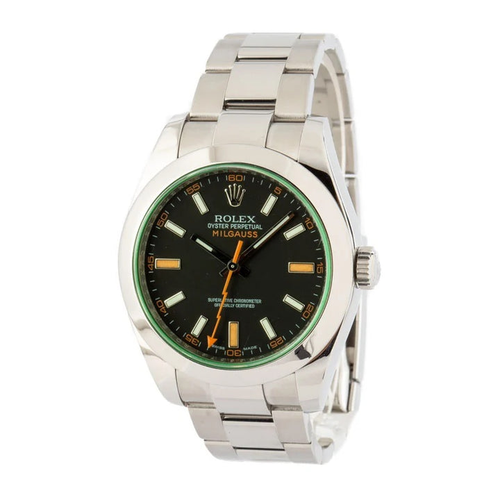 ROLEX OYSTER MILGAUSS GREEN CRYSTAL 116400GV MEN&