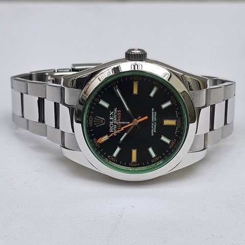 ROLEX OYSTER MILGAUSS GREEN CRYSTAL 116400GV MEN&