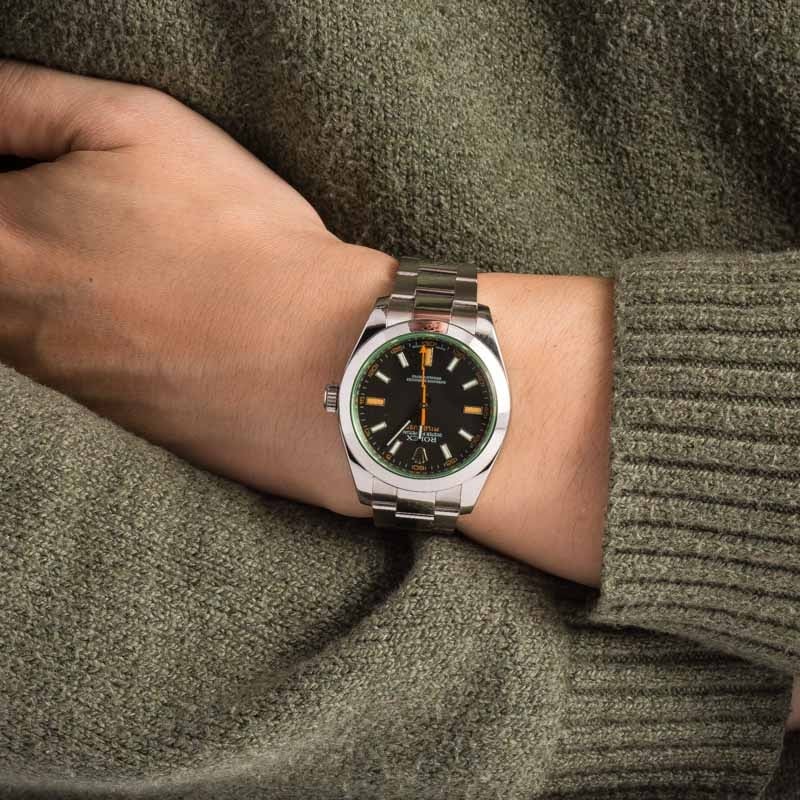 ROLEX OYSTER MILGAUSS GREEN CRYSTAL 116400GV MEN&