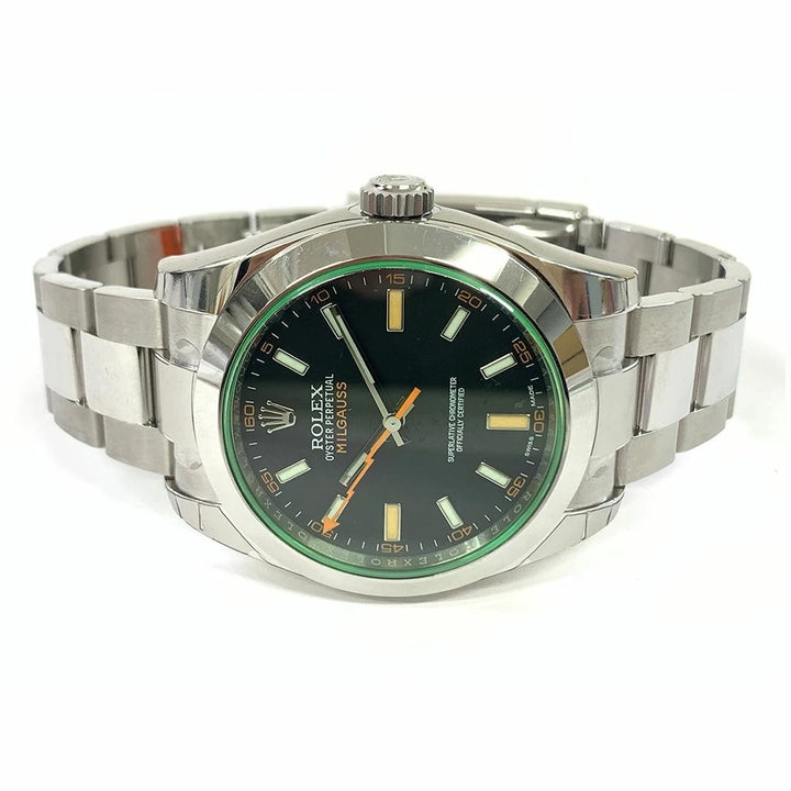 ROLEX OYSTER MILGAUSS GREEN CRYSTAL 116400GV MEN&