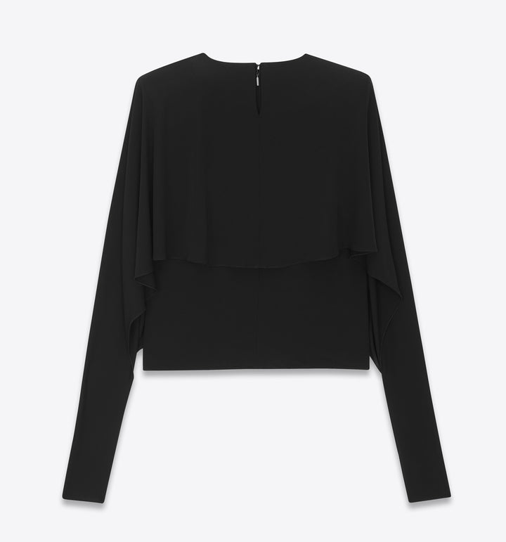 YVES SAINT LAUREN FLOWER DETAIL CREPE JERSEY TOP