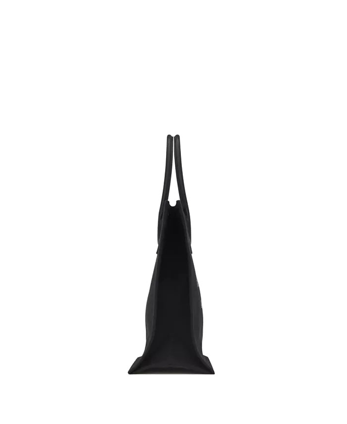 SAINT LAURENT RIVE GAUCHE LARGE CANVAS &amp; CALFSKIN TOTE BAG