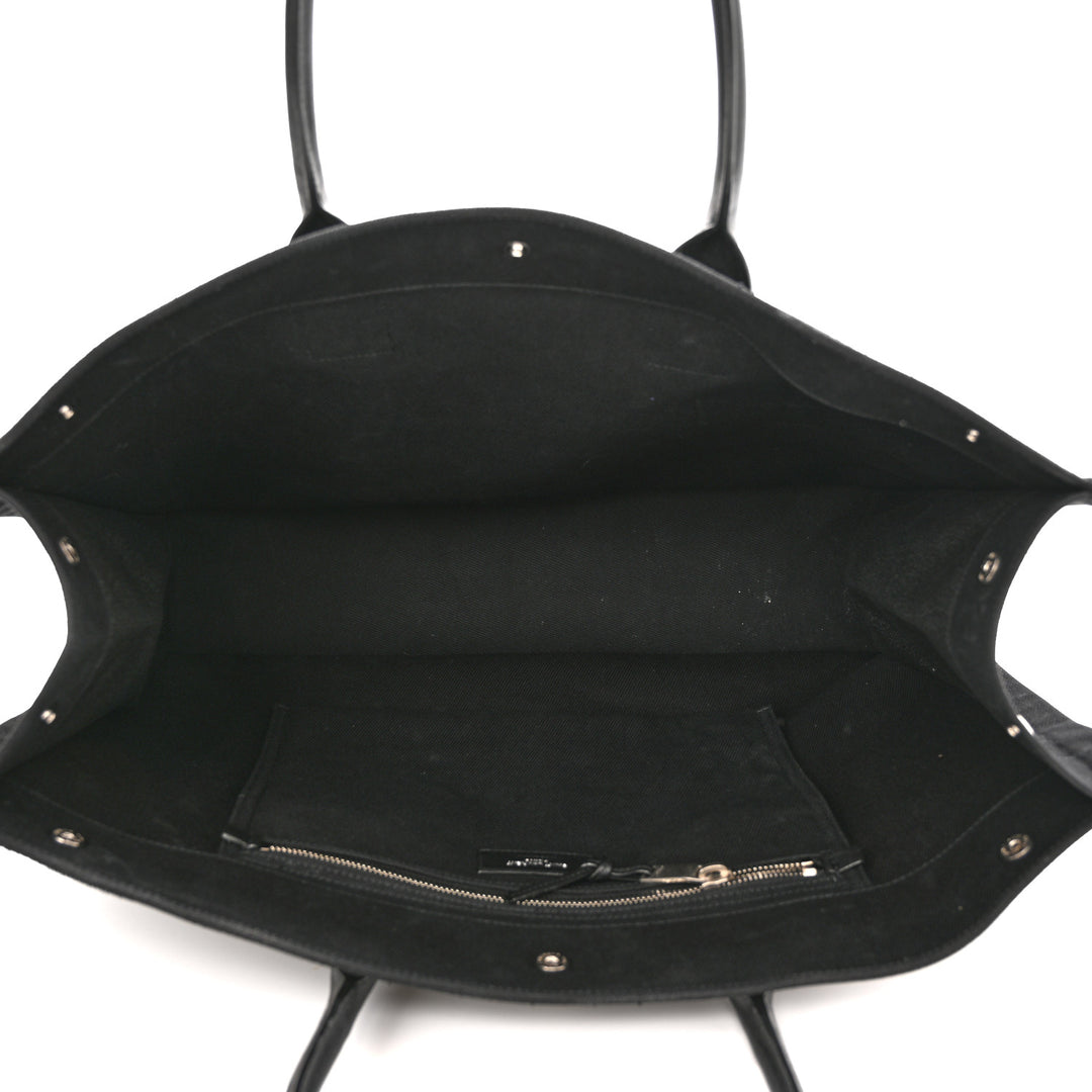 SAINT LAURENT RIVE GAUCHE LARGE CANVAS &amp; CALFSKIN TOTE BAG