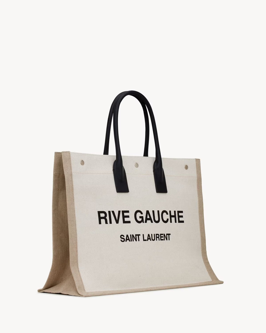 SAINT LAURENT RIVE GAUCHE LEATHER TRIMMED PRINTED CANVAS TOTE BAG