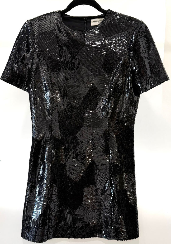 SAINT LAURENT PARIS SQUIN MINI DRESS