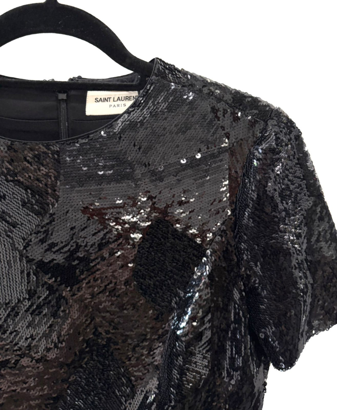SAINT LAURENT PARIS SQUIN MINI DRESS