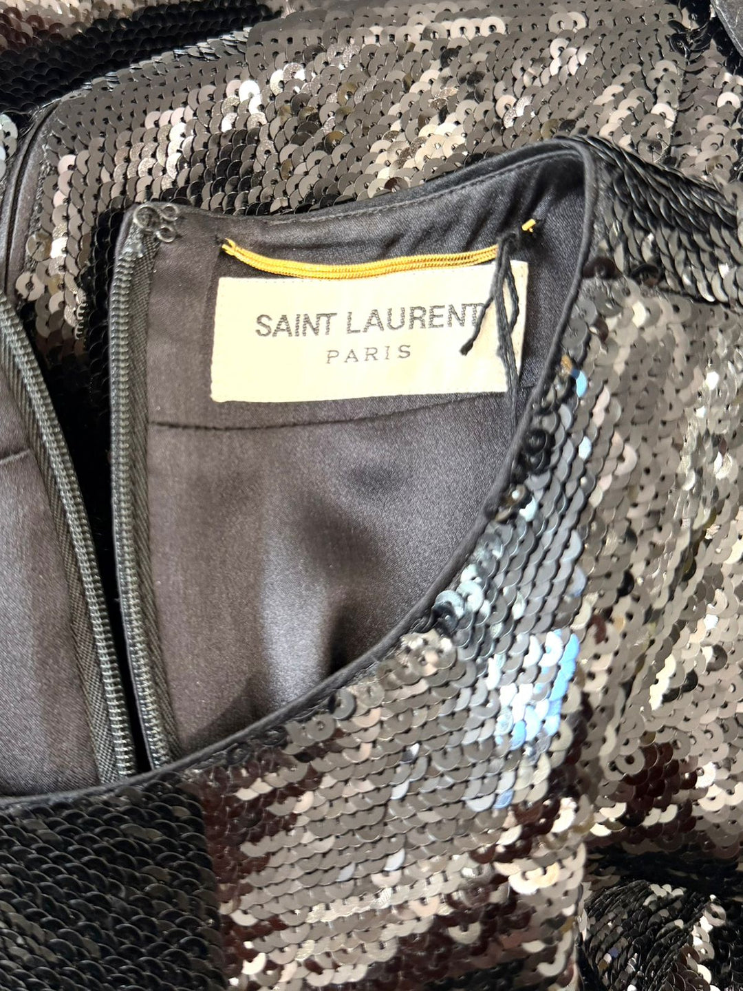 SAINT LAURENT PARIS SQUIN MINI DRESS