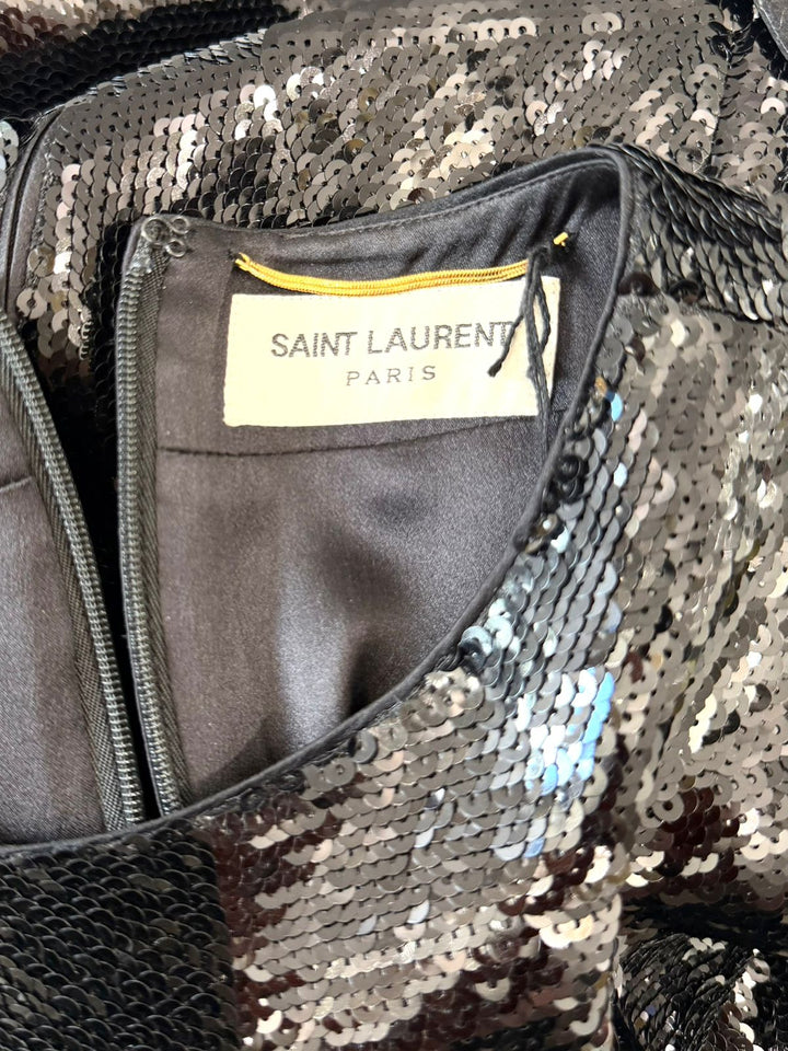 SAINT LAURENT PARIS SQUIN MINI DRESS