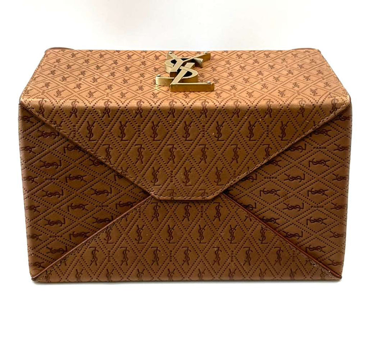 YSL TAKE AWAY CALFSKIN MONOGRAM LEATHER BOX