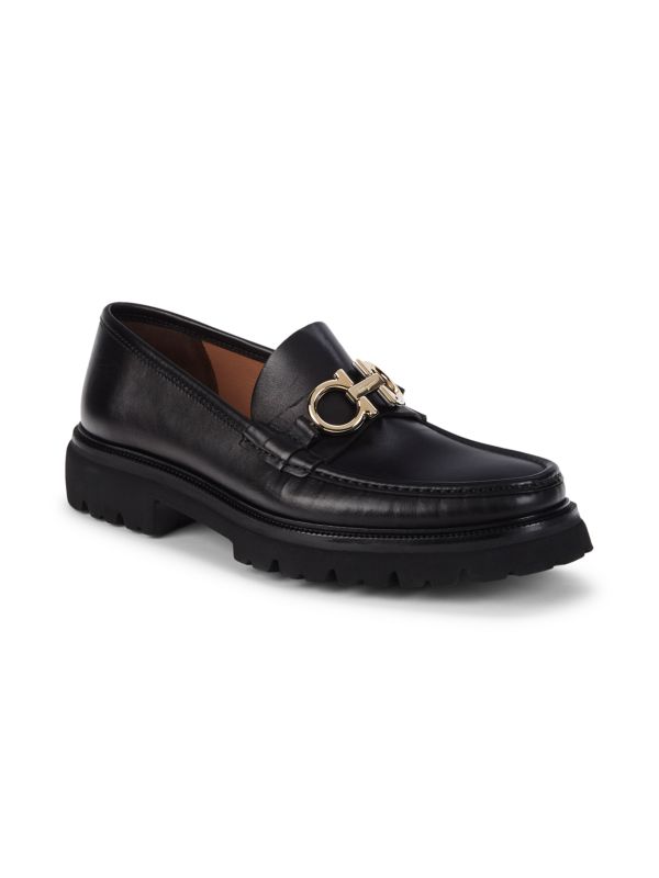 SALVATORE FERRAGAMO BLEECKER 4 GANCINI LEATHER LOAFERS