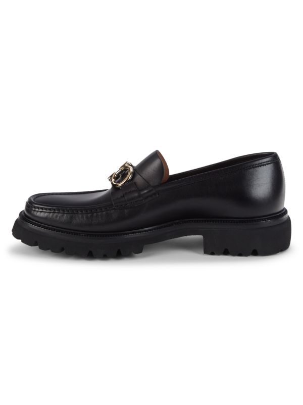 SALVATORE FERRAGAMO BLEECKER 4 GANCINI LEATHER LOAFERS