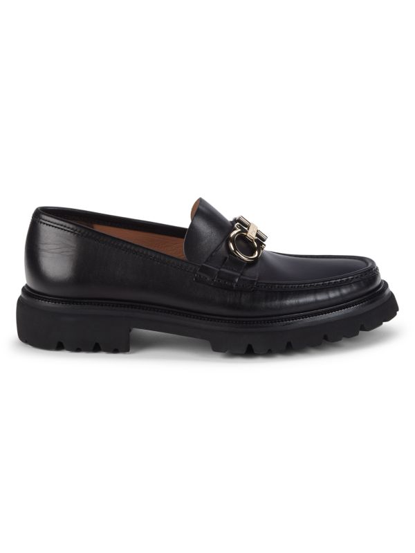SALVATORE FERRAGAMO BLEECKER 4 GANCINI LEATHER LOAFERS