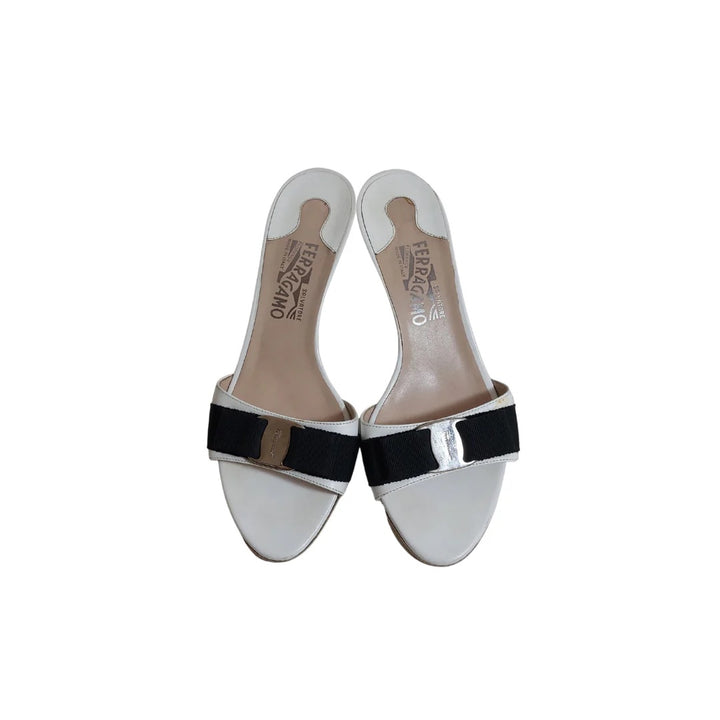SALVATORE FERRAGAMO VARA BOW KITTEN HEELS MULES