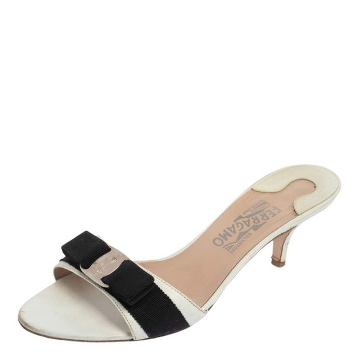 SALVATORE FERRAGAMO VARA BOW KITTEN HEELS MULES