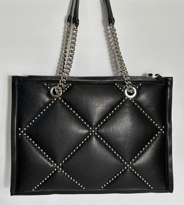 FERRAGAMO QUILTED GOATSKIN LEATHER VIVA BOW CHAIN TOTE