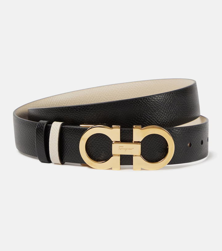 SALVATORE FERRAGAMO REVERSIBLE GANCINI CALFSKIN LEATHER BELT