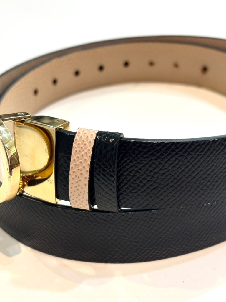 SALVATORE FERRAGAMO REVERSIBLE GANCINI CALFSKIN LEATHER BELT