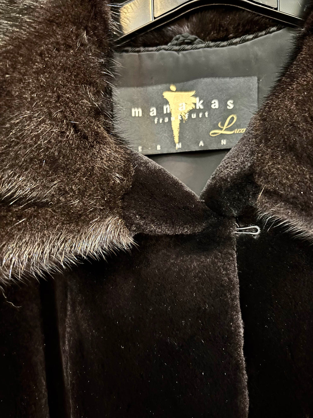 SHEARED MINK SWING COAT WITH TRIM AND HOOD