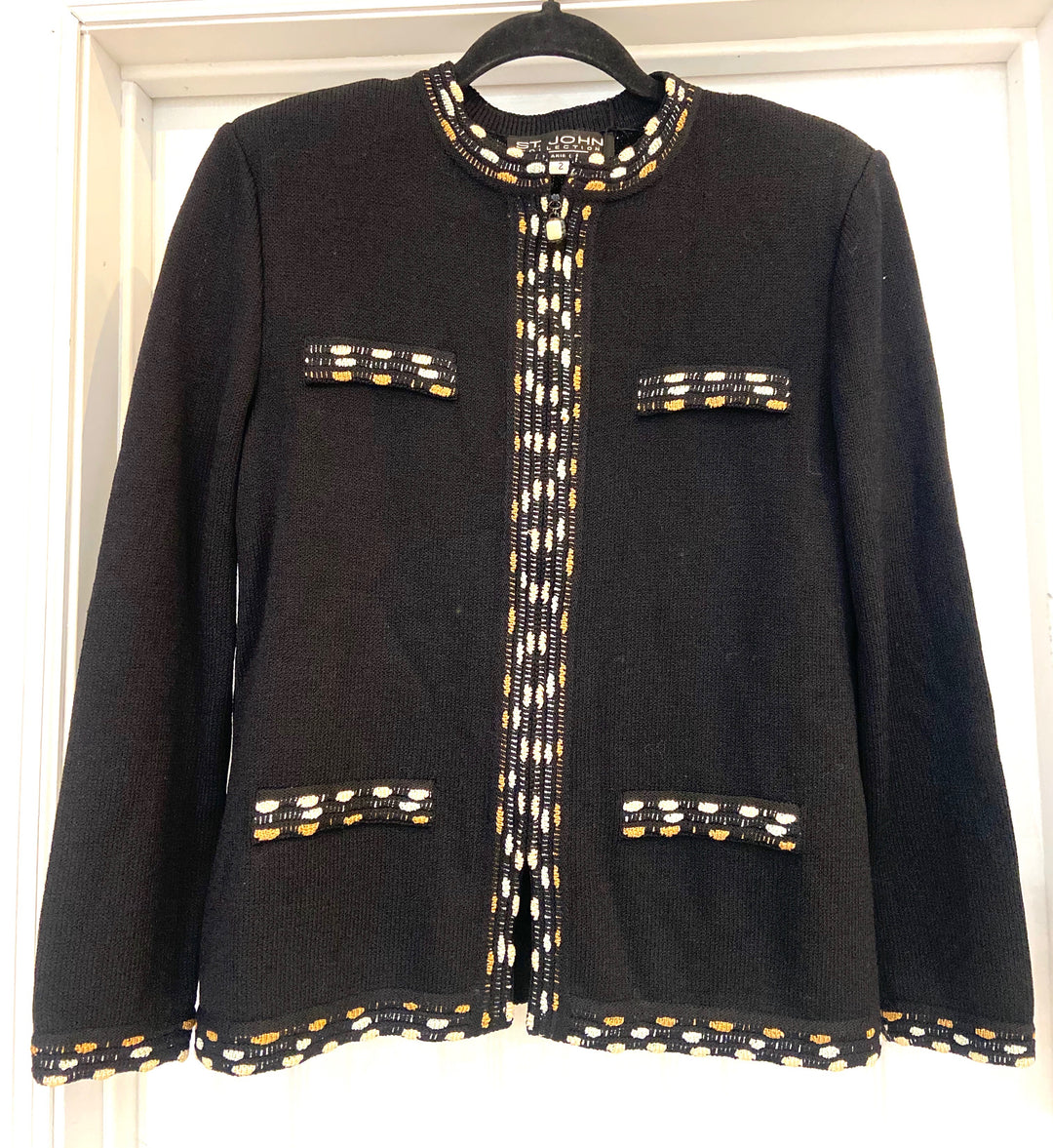 ST JOHN EVENING COLLECTION EMBELLISHED BOUCLE CARDIGAN