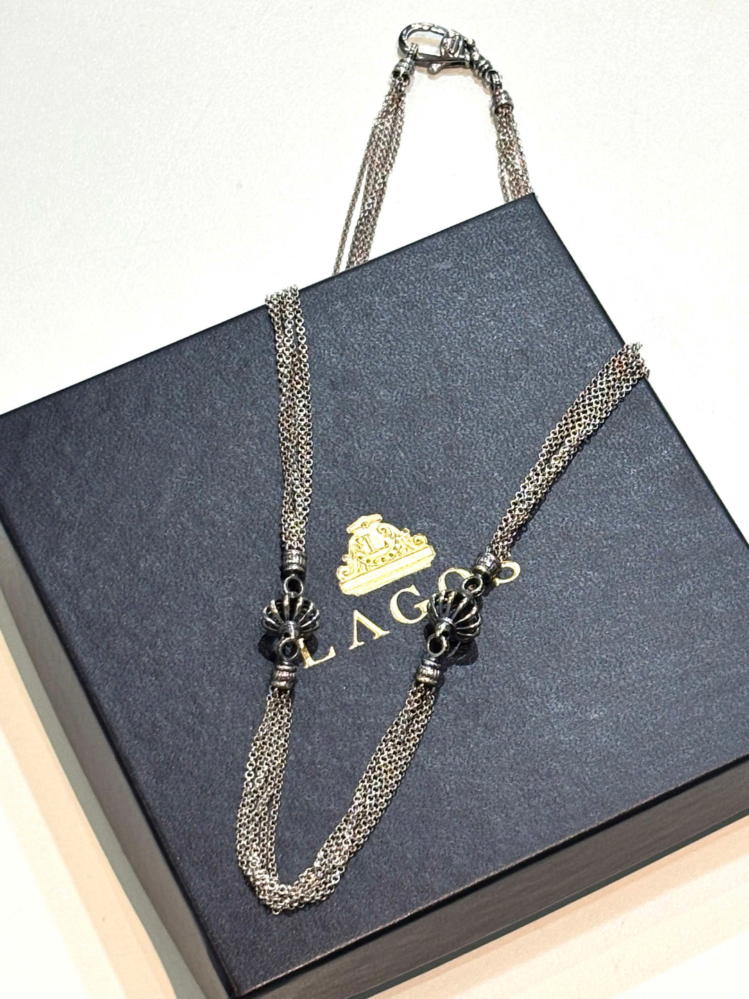 LAGOS STERLING SILVER MULTI-STRAND BEAD STATION NECKLACE