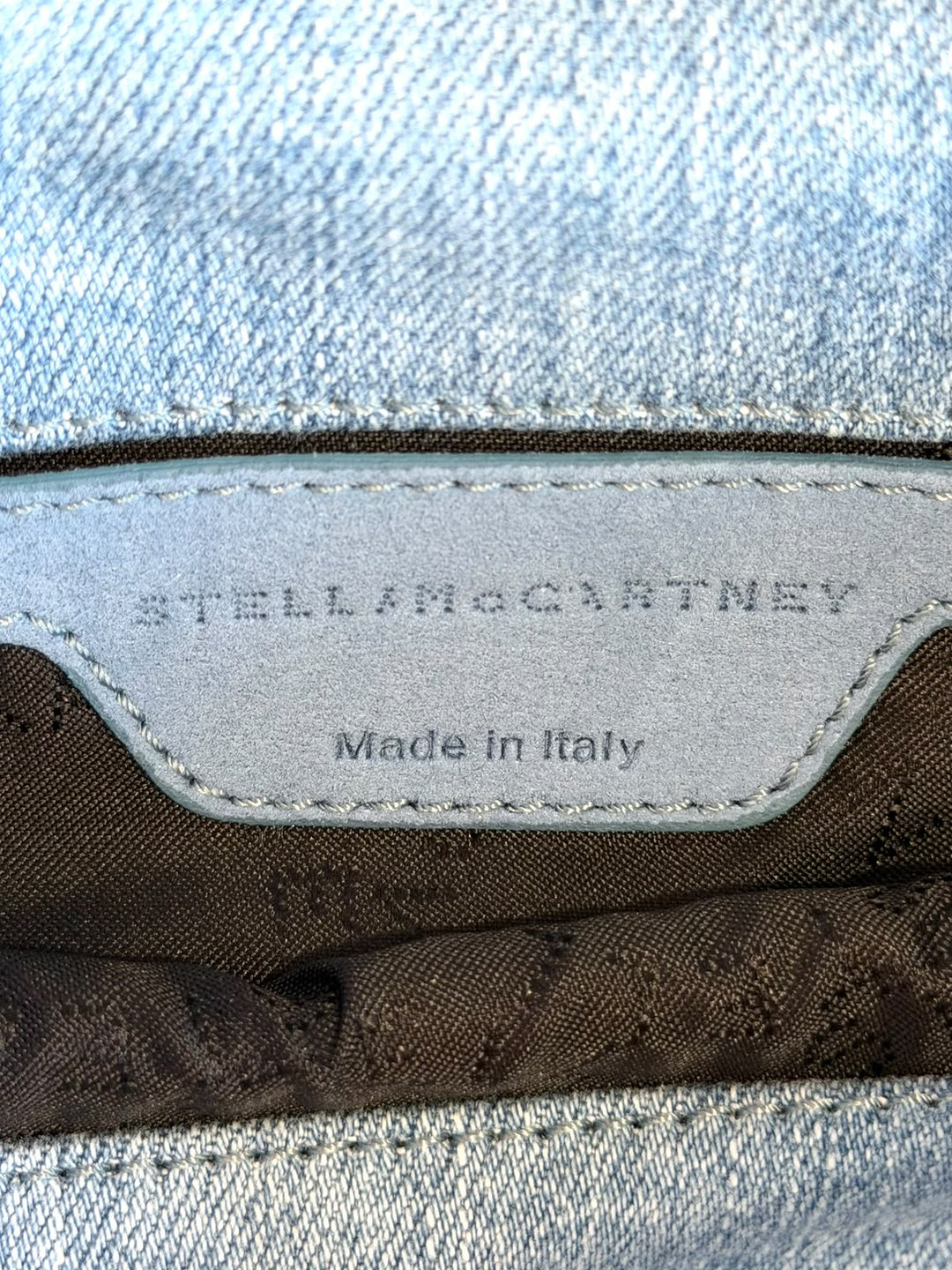 STELLA MCCARTNERY DENIM MINI STAR PRINT FALABELLA TOTE BAG