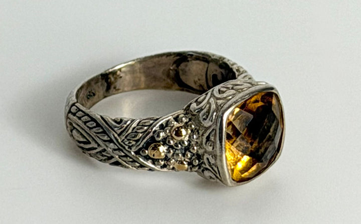 STERLING SILVER 925 &amp; 18K GOLD CITRINE RING