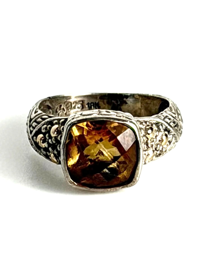 STERLING SILVER 925 &amp; 18K GOLD CITRINE RING